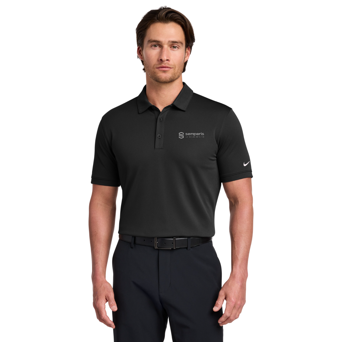 Nike Dri-FIT Solid Icon Pique Modern Fit Polo — model