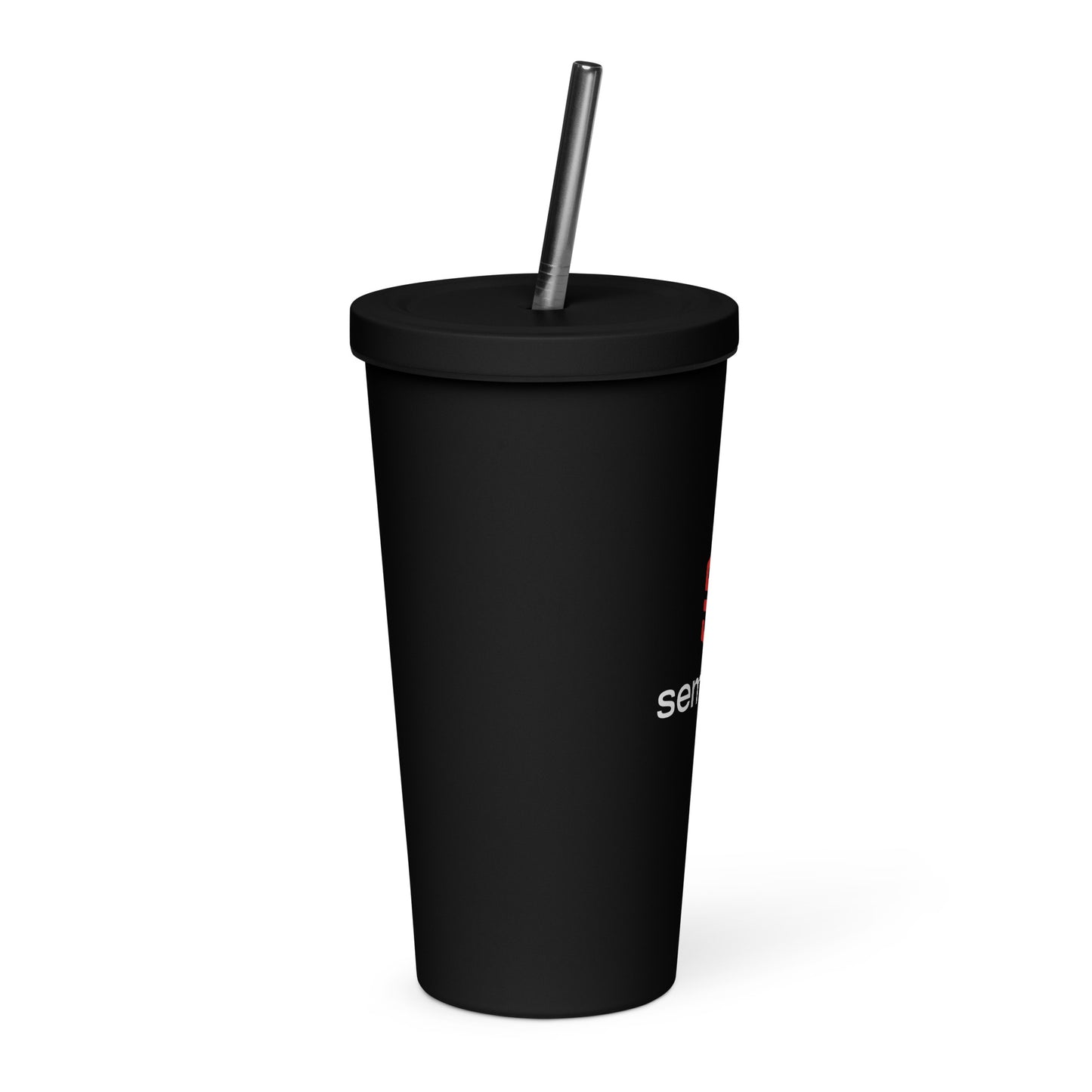 Insulated tumbler with a straw