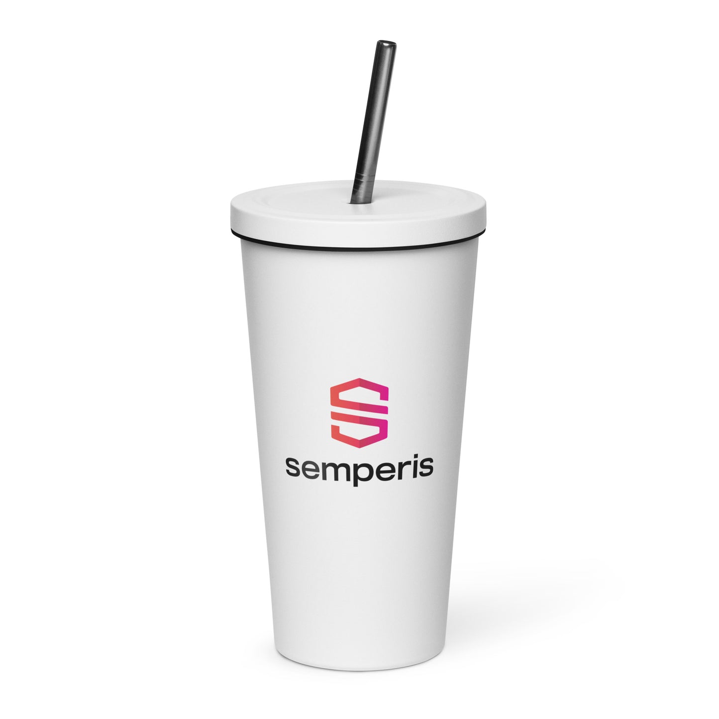 Insulated tumbler with a straw