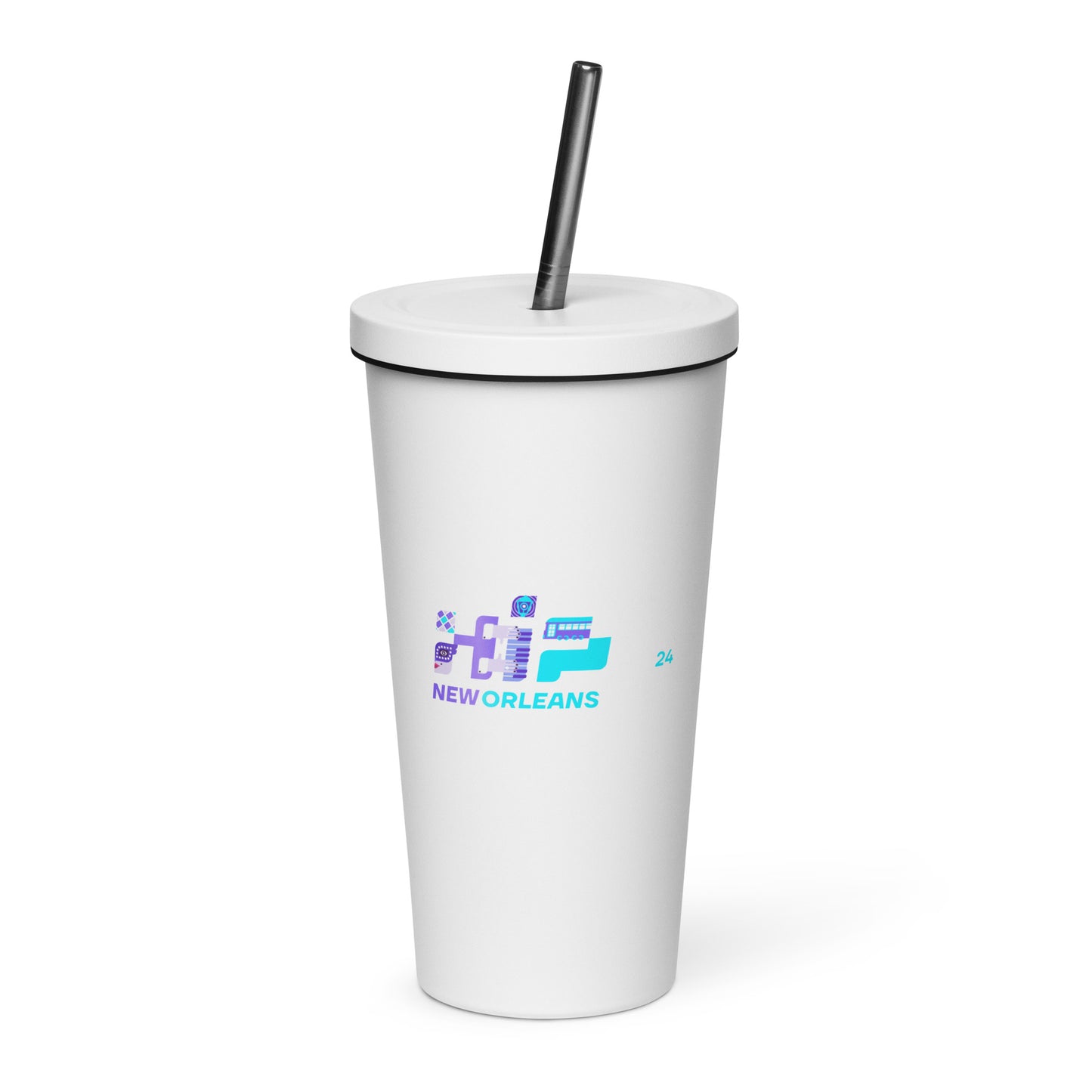 Insulated tumbler with straw - NOLA