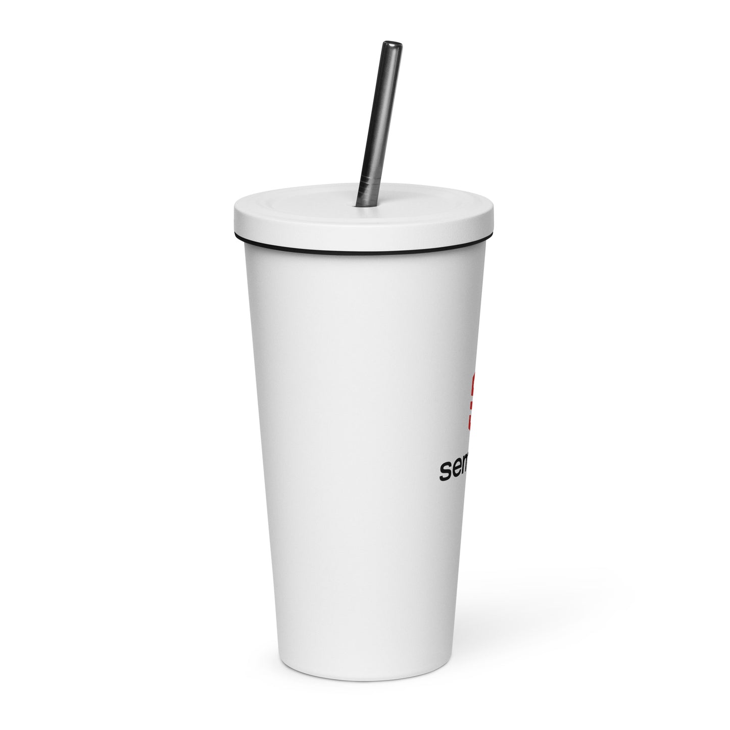 Insulated tumbler with a straw