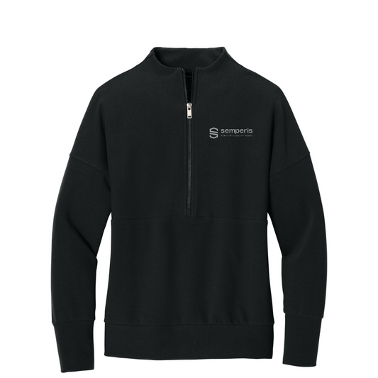 Mercer+Mettle Women's Linear Texture 1/4-Zip — Deep Black